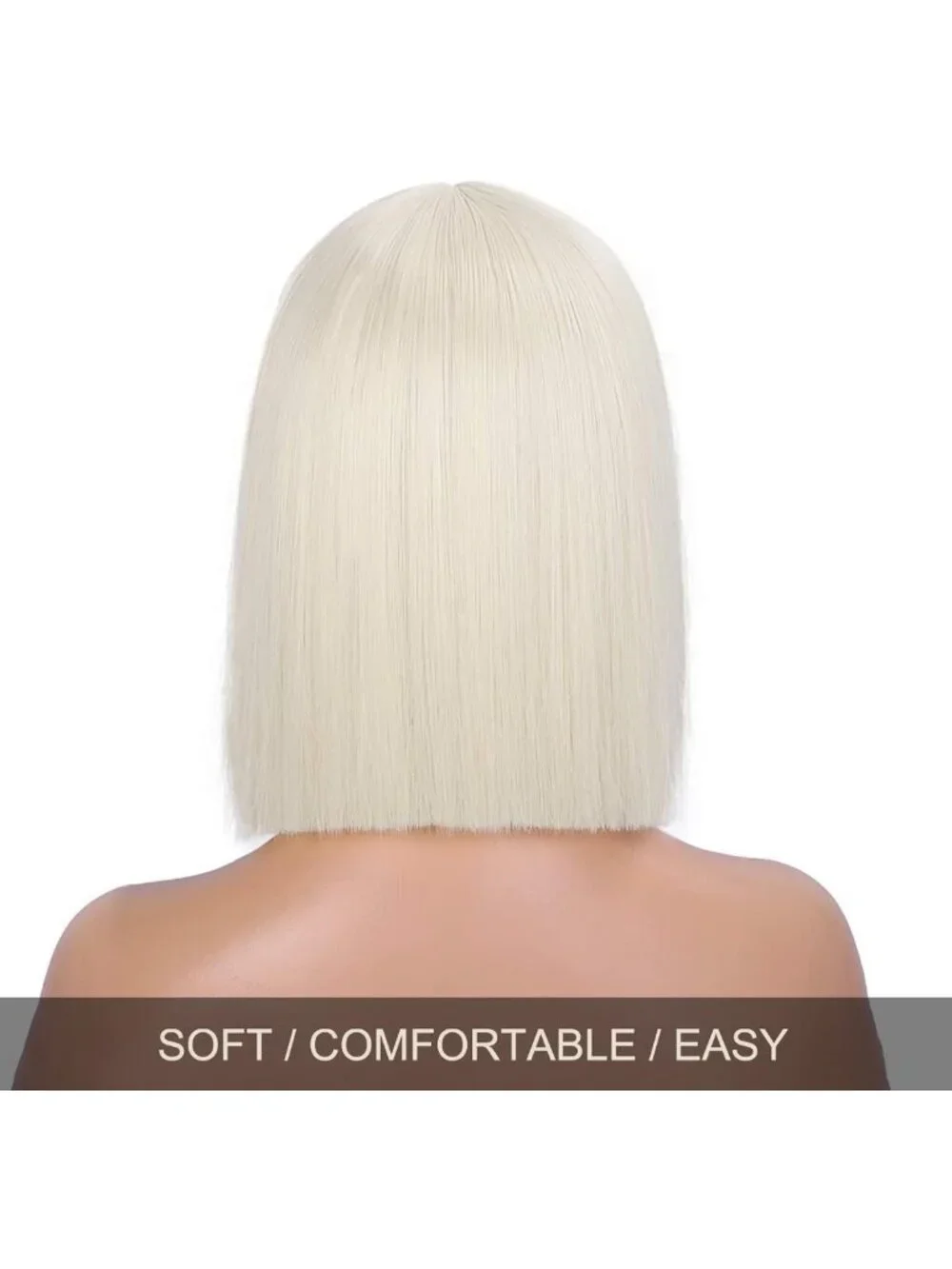 Stylish Platinum Blonde Short Bob Wig for Women - Straight Synthetic Hair